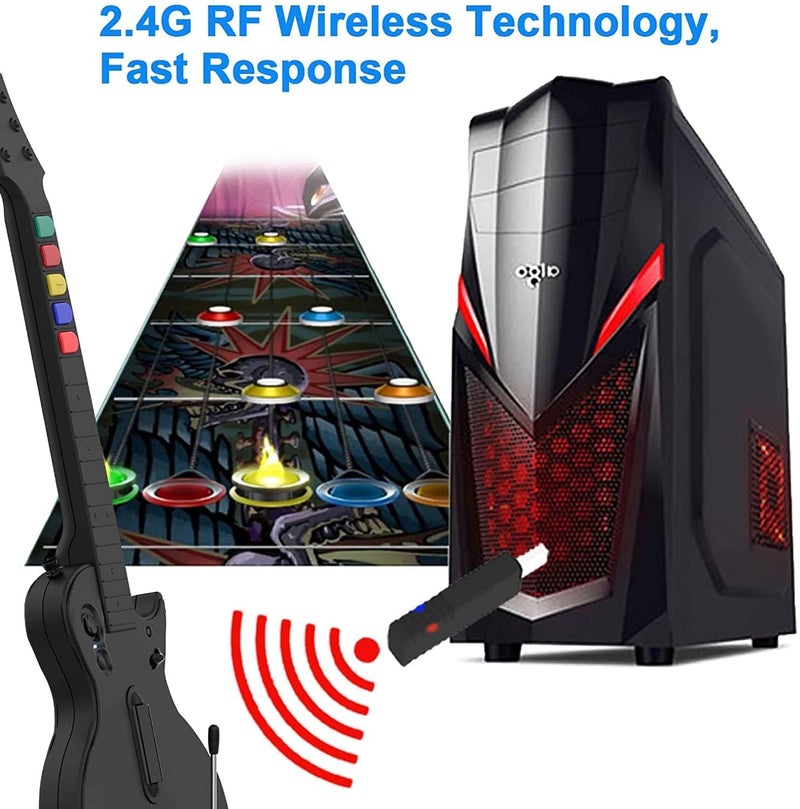 DOYO Wireless Controller for PC and PS3 - Guitar Hero 3/4/5 and Rock Band 1/2 Games - Guitar with Strap (5 Keys/Black) - Image 3